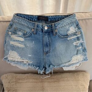 Daniel Patrick Cut Off Shorts Womens Size 27 Blue Denim Distressed Hem